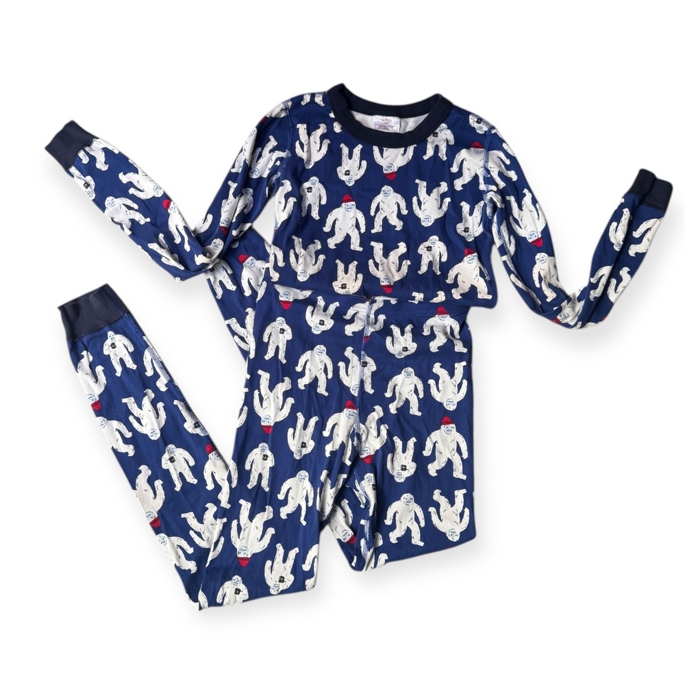 Hanna Andersson Kids Pajamas Size 14 160cm Blue Yeti Print Long Sleeve Set